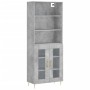 Aparador alto madera contrachapada gris hormigón 69,5x34x180 cm de vidaXL, Aparadores - Ref: Foro24-3189305, Precio: 137,99 €...