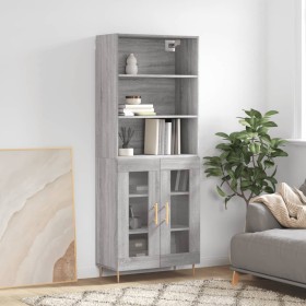 Aparador alto madera contrachapada gris sonoma 69,5x34x180 cm de vidaXL, Aparadores - Ref: Foro24-3189307, Precio: 145,99 €, ...