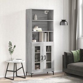 Aparador alto madera contrachapada gris sonoma 69,5x34x180 cm de vidaXL, Aparadores - Ref: Foro24-3189323, Precio: 143,99 €, ...