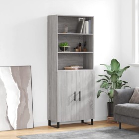 Aparador alto madera contrachapada gris sonoma 69,5x34x180 cm de vidaXL, Aparadores - Ref: Foro24-3189283, Precio: 142,99 €, ...