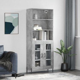 Aparador alto madera contrachapada gris hormigón 69,5x34x180 cm de vidaXL, Aparadores - Ref: Foro24-3189329, Precio: 140,99 €...