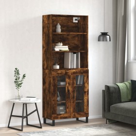 Aparador alto madera contrachapada roble ahumado 69,5x34x180 cm de vidaXL, Aparadores - Ref: Foro24-3189346, Precio: 140,94 €...