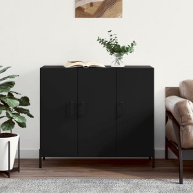 Black engineered wood sideboard 90x34x80 cm by vidaXL, Sideboards - Ref: Foro24-828117, Price: 85,91 €, Discount: %