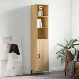 Aparador de madera contrachapada roble Sonoma 34,5x34x180 cm de vidaXL, Aparadores - Ref: Foro24-3189640, Precio: 94,59 €, De...