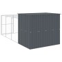 Doghouse with corral gray galvanized steel 214x457x181 cm by vidaXL, Dog kennels - Ref: Foro24-3189132, Price: 582,03 €, Disc...