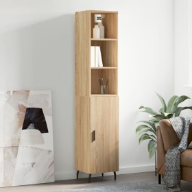 Aparador de madera contrachapada roble Sonoma 34,5x34x180 cm de vidaXL, Aparadores - Ref: Foro24-3189656, Precio: 103,14 €, D...