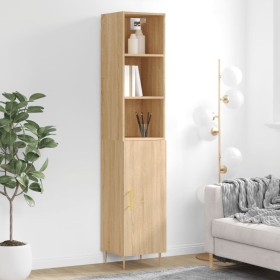 Aparador de madera contrachapada roble Sonoma 34,5x34x180 cm de vidaXL, Aparadores - Ref: Foro24-3189624, Precio: 85,99 €, De...