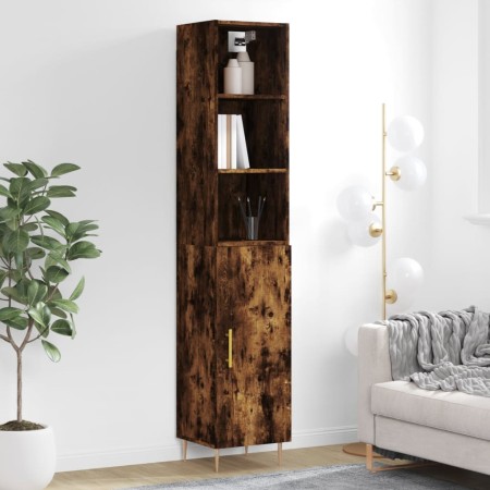 Aparador de madera contrachapada roble ahumado 34,5x34x180 cm de vidaXL, Aparadores - Ref: Foro24-3189626, Precio: 77,02 €, D...