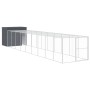 Caseta perros con corral acero galvanizado gris 214x1069x181 cm de vidaXL, Casetas para perros - Ref: Foro24-3189135, Precio:...