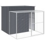 Caseta perros con corral acero galvanizado gris 214x253x181 cm de vidaXL, Casetas para perros - Ref: Foro24-3189131, Precio: ...