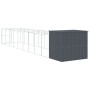 Caseta perros con corral acero galvanizado gris 214x1069x181 cm de vidaXL, Casetas para perros - Ref: Foro24-3189123, Precio:...