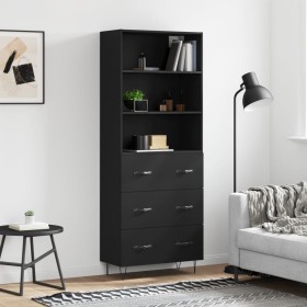 Aparador alto madera contrachapada negro 69,5x34x180 cm de vidaXL, Aparadores - Ref: Foro24-3189374, Precio: 162,99 €, Descue...