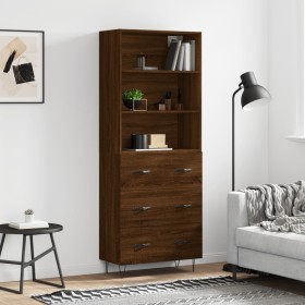 Tall oak brown plywood sideboard 69.5x34x180 cm by vidaXL, Sideboards - Ref: Foro24-3189380, Price: 151,99 €, Discount: %