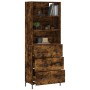 Aparador alto madera contrachapada roble ahumado 69,5x34x180 cm de vidaXL, Aparadores - Ref: Foro24-3189386, Precio: 154,57 €...