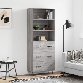 Aparador alto madera contrachapada gris sonoma 69,5x34x180 cm de vidaXL, Aparadores - Ref: Foro24-3189379, Precio: 151,99 €, ...