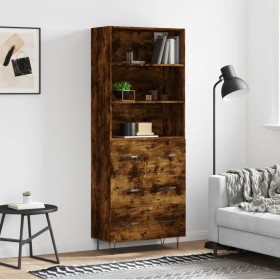 Aparador alto madera contrachapada roble ahumado 69,5x34x180 cm de vidaXL, Aparadores - Ref: Foro24-3189378, Precio: 147,64 €...