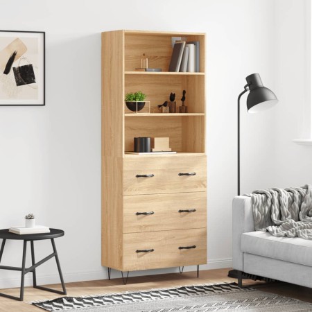 Tall plywood oak-colored highboard 69.5x34x180 cm by vidaXL, Sideboards - Ref: Foro24-3189376, Price: 155,70 €, Discount: %