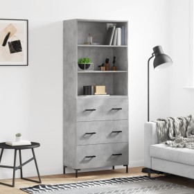 Aparador alto madera contrachapada gris hormigón 69,5x34x180 cm de vidaXL, Aparadores - Ref: Foro24-3189385, Precio: 152,90 €...