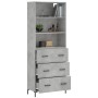 Aparador alto madera contrachapada gris hormigón 69,5x34x180 cm de vidaXL, Aparadores - Ref: Foro24-3189385, Precio: 153,44 €...