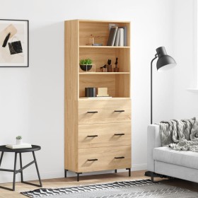 Aparador alto madera contrachapada color roble 69,5x34x180 cm de vidaXL, Aparadores - Ref: Foro24-3189384, Precio: 156,99 €, ...