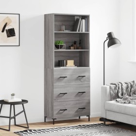 Aparador alto madera contrachapada gris sonoma 69,5x34x180 cm de vidaXL, Aparadores - Ref: Foro24-3189387, Precio: 159,99 €, ...