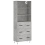 Aparador alto madera contrachapada gris hormigón 69,5x34x180 cm de vidaXL, Aparadores - Ref: Foro24-3189377, Precio: 146,34 €...