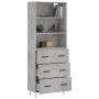 Aparador alto madera contrachapada gris hormigón 69,5x34x180 cm de vidaXL, Aparadores - Ref: Foro24-3189377, Precio: 146,34 €...