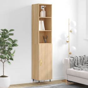 Aparador de madera contrachapada roble Sonoma 34,5x34x180 cm de vidaXL, Aparadores - Ref: Foro24-3189616, Precio: 93,71 €, De...