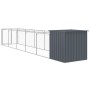 Doghouse with corral gray galvanized steel 110x609x110 cm by vidaXL, Dog kennels - Ref: Foro24-3189080, Price: 307,79 €, Disc...