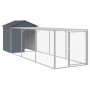 Gallinero con corral acero galvanizado gris 117x405x123 cm de vidaXL, Jaulas y habitáculos para animales pequeños - Ref: Foro...