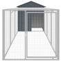 Chicken coop with corral gray galvanized steel 117x405x123 cm by vidaXL, Cages and habitats for small animals - Ref: Foro24-3...