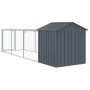 Chicken coop with corral gray galvanized steel 117x405x123 cm by vidaXL, Cages and habitats for small animals - Ref: Foro24-3...