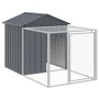 Gallinero con corral acero galvanizado gris 117x405x123 cm de vidaXL, Jaulas y habitáculos para animales pequeños - Ref: Foro...