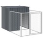 Caseta perros con corral acero galvanizado gris 110x405x110 cm de vidaXL, Casetas para perros - Ref: Foro24-3189079, Precio: ...