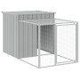 Chicken coop with corral light gray galvanized steel 110x609x110cm by vidaXL, Cages and habitats for small animals - Ref: For...