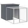 Chicken coop with corral gray galvanized steel 110x609x110 cm by vidaXL, Cages and habitats for small animals - Ref: Foro24-3...