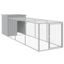 Chicken coop with corral light gray galvanized steel 110x405x110cm by vidaXL, Cages and habitats for small animals - Ref: For...