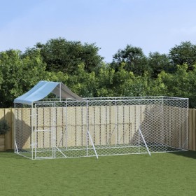 Außenzwinger mit verzinktem Stahldach silber 6x2x2,5 m von vidaXL, Hundehütten und Zäune - Ref: Foro24-3190467, Preis: 337,99...