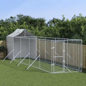 Outdoor kennel with silver galvanized steel awning 2x10x2.5m by vidaXL, Dog kennels and fences - Ref: Foro24-3190476, Price: ...