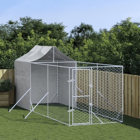 Perrera de exterior con toldo acero galvanizado plata 2x6x2,5 m de vidaXL, Casetas y cercados para perros - Ref: Foro24-31904...