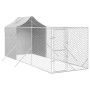 Perrera de exterior con toldo acero galvanizado plata 2x6x2,5 m de vidaXL, Casetas y cercados para perros - Ref: Foro24-31904...