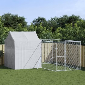 Outdoor dog kennel with silver galvanized steel roof 4x4x2.5 m by vidaXL, Dog kennels and fences - Ref: Foro24-3190478, Price...