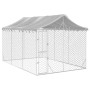 Outdoor kennel with silver galvanized steel roof 3x4.5x2.5 m by vidaXL, Dog kennels and fences - Ref: Foro24-3190487, Price: ...