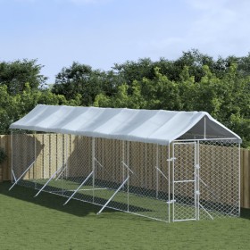 Outdoor kennel with silver galvanized steel awning 2x10x2.5m by vidaXL, Dog kennels and fences - Ref: Foro24-3190484, Price: ...