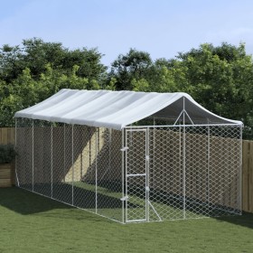 Outdoor kennel with silver galvanized steel roof 3x7.5x2.5 m by vidaXL, Dog kennels and fences - Ref: Foro24-3190489, Price: ...