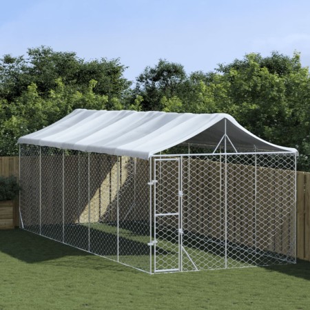 Outdoor kennel with silver galvanized steel roof 3x7.5x2.5 m by vidaXL, Dog kennels and fences - Ref: Foro24-3190489, Price: ...