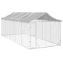 Outdoor kennel with silver galvanized steel roof 3x7.5x2.5 m by vidaXL, Dog kennels and fences - Ref: Foro24-3190489, Price: ...