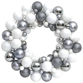 White and gray polystyrene Christmas wreath 45 cm by vidaXL, Festive decorations - Ref: Foro24-356124, Price: 34,99 €, Discou...