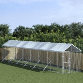 Außenzwinger mit silberverzinkter Stahlmarkise 2x14x2,5m von vidaXL, Hundehütten und Zäune - Ref: Foro24-3190485, Preis: 847,...