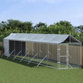 Außenzwinger mit silberverzinkter Stahlmarkise 2x14x2,5m von vidaXL, Hundehütten und Zäune - Ref: Foro24-3190493, Preis: 882,...